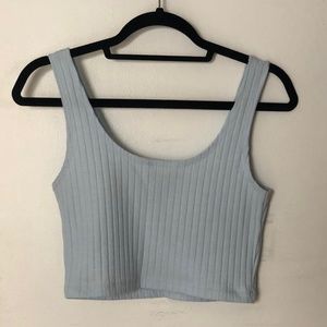Ribbed Sky Blue Crop Top